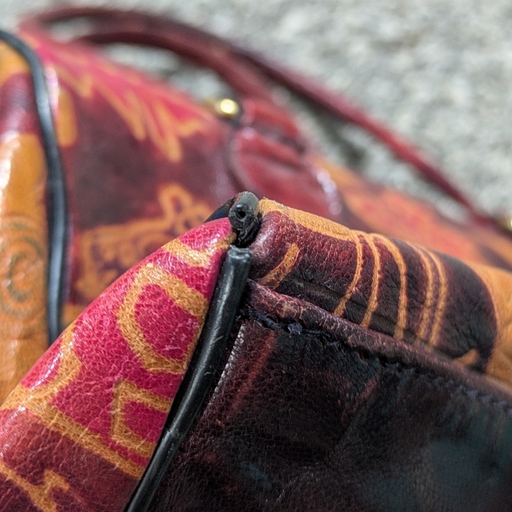 Vintage Red Green Giraffe Design Small Handbag - Picture 8 of 11